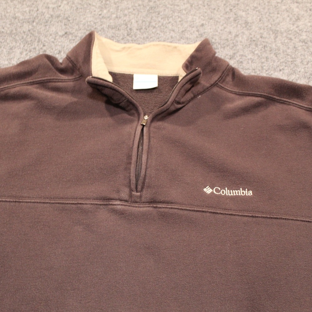 Columbia Mens XL Brown Quarter Zip Fleece Pullover Sweatshirt AM6771